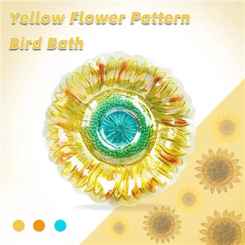 Bird Bath for Outdoors,Glass Birdbaths Outdoor Garden Birdfeeder with MetalStake